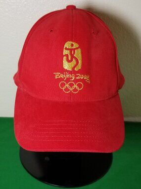 Beijing 2008 Olympics Men Fitted Cap One Size Red Summer Games Embroidered